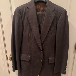 Saks 5th Ave Vintage 40L Brown Glen check Half Canvas Wool 3-piece suit